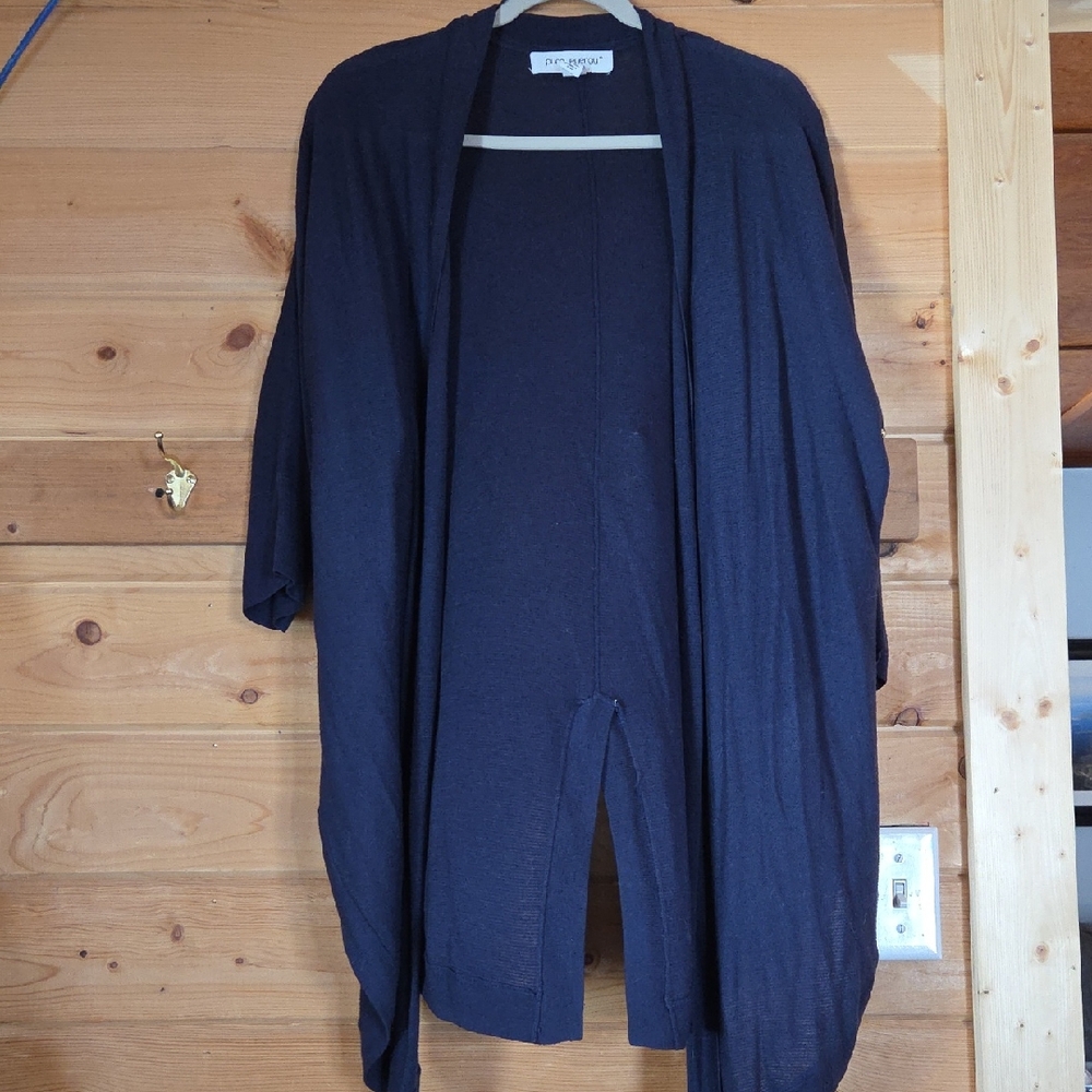 Navy Blue Tunic Length Cardigan